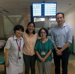 (Left to right) Dr. Misao Takano, Ms. Tor Petersen, Dr. Junko Tanuma, and Dr. Jeremy Ross at the National Center for Global Health and Medicine (NCGM), Tokyo, during a TAHOD site visit, July 2018
