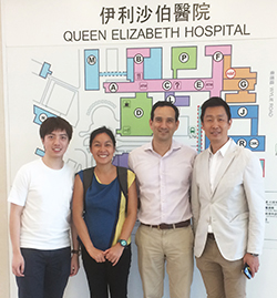 (Left to right) Mr. Yun-Ting Chan, Ms. Tor Petersen, Dr. Jeremy Ross, and Dr. Man Po Lee at the Queen Elizabeth Hospital, Hong Kong, during a TASER-2 site visit. May 2017.