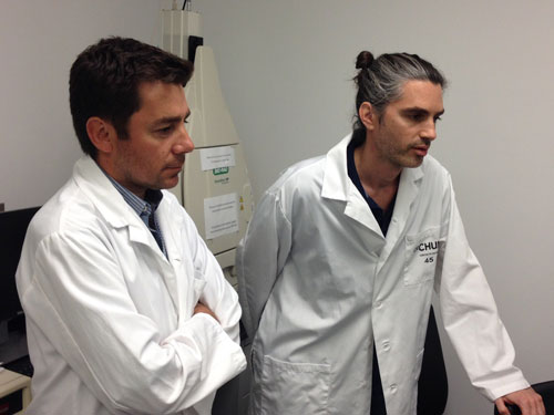 Drs. Nicolas Chomont (left) and Remi Fromentin in the Chomont  lab at the University of Montreal