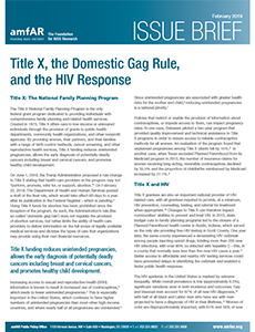 Issue Brief: Title X, the Domestic Gag Rule,  and the HIV Response