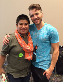 Thissadee Sawangying (left) poses with an American transgender advocate during the conference in Philadelphia. 